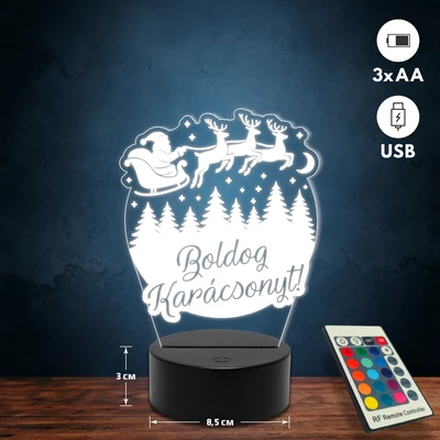 Karácsonyi szán 3D Led lámpa