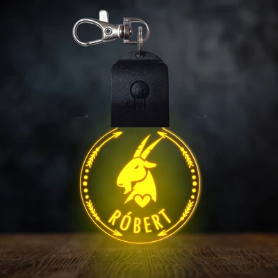Bak csillagjegyes világító led kulcstartó - Egyedi felirattal