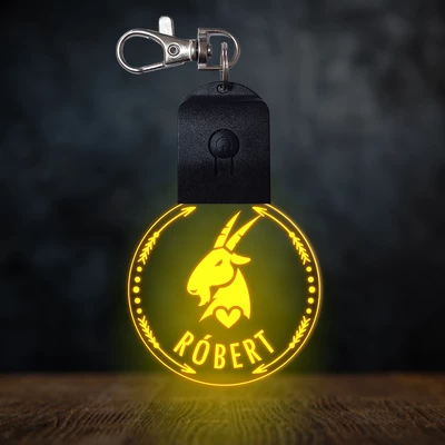 Bak csillagjegyes világító led kulcstartó - Egyedi felirattal