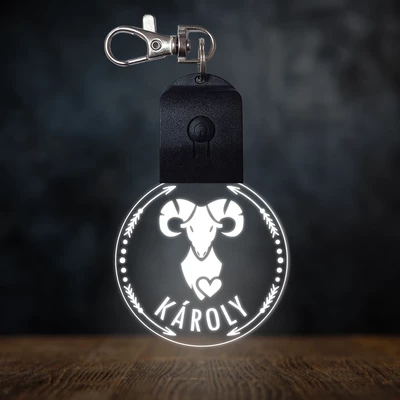 Kos csillagjegyes világító led kulcstartó - Egyedi felirattal