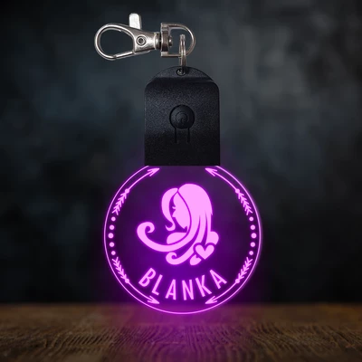 Szűz csillagjegyes világító led kulcstartó - Egyedi felirattal