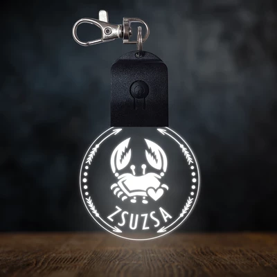Rák csillagjegyes világító led kulcstartó - Egyedi felirattal