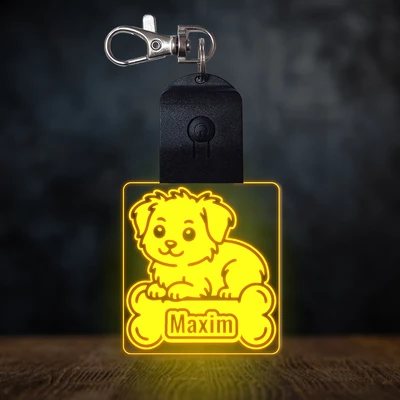 Ausztrál juhász világító led kulcstartó - Egyedi felirattal