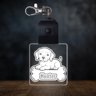 Magyar vizsla világító led kulcstartó - Egyedi felirattal