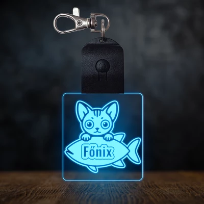 Szfinx világító led kulcstartó - Egyedi felirattal