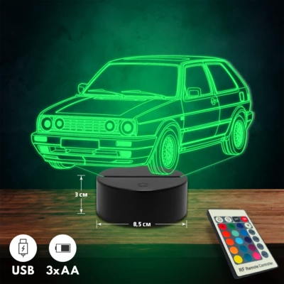Volkswagen Golf MK2 autós 3D Led lámpa