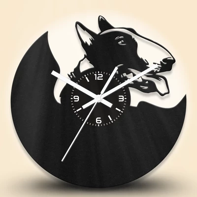 Bullterrier kutyás fa falióra