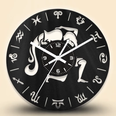 Vízöntő - Csillagjegyes fa falióra