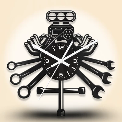 Autószerelő fa falióra