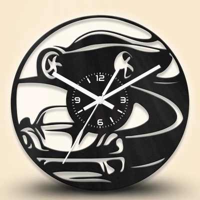 Autó sziluett fa falióra