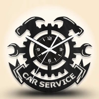 Autószerviz fa falióra