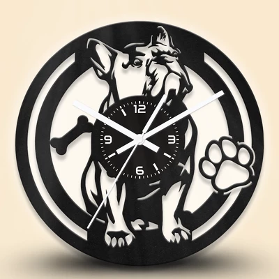 Francia bulldog kutyás fa falióra