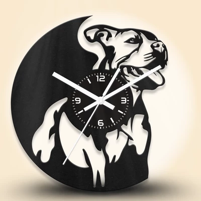 Amstaff kutyás fa falióra