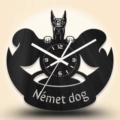 Német dog kutyafejes fa falióra