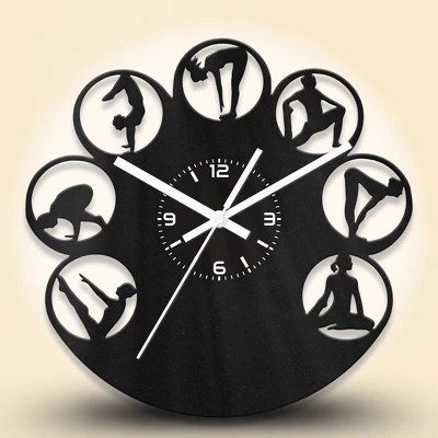 Jóga oktató fa falióra