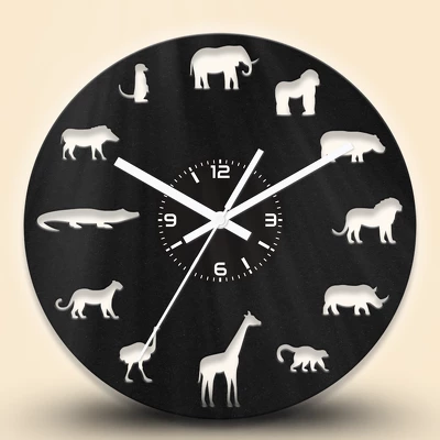 Egzotikus állatos fa falióra