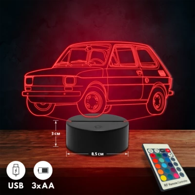 Polski Fiat 126 3D Led lámpa