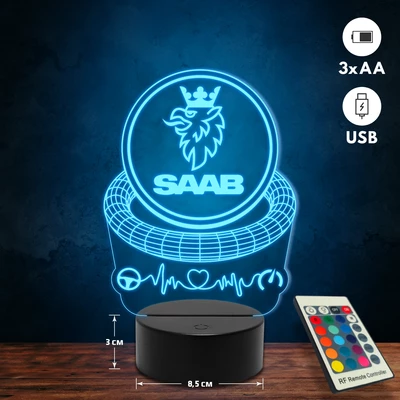 Saab logós 3D Led lámpa