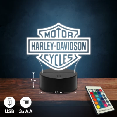 Harley-Davidson logós 3D Led lámpa