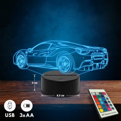 Ferrari 488 GTB 3D Led lámpa