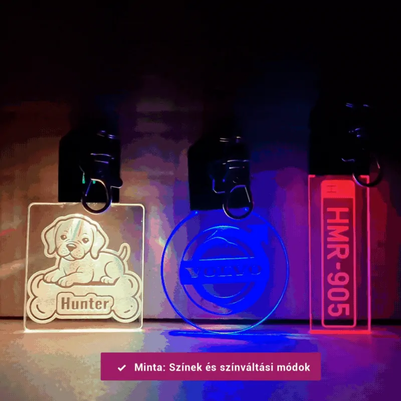 Led kulcstartó színváltási mód bemutató animáció